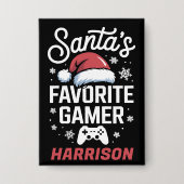 Santa's Favorite Gamer Personalized Gaming Xmas Button (Voorkant)
