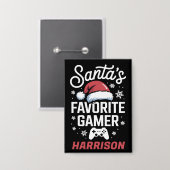 Santa's Favorite Gamer Personalized Gaming Xmas Button (Voorkant / Achterkant)