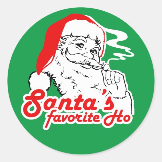 SANTA'S FAVORITE HO RONDE STICKER (Voorkant)