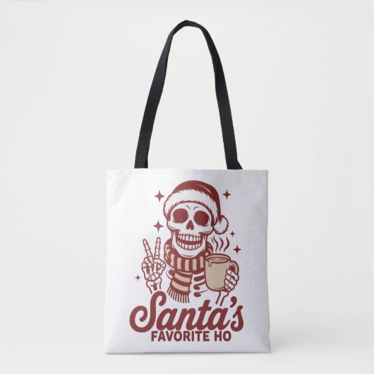 Santa's Favorite Ho Skeleton Snarky Christmas  Tote Bag (Voorkant)