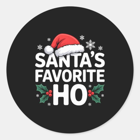 Santa's Favorite Ho Tee Funny Christmas Graphic Ronde Sticker (Voorkant)