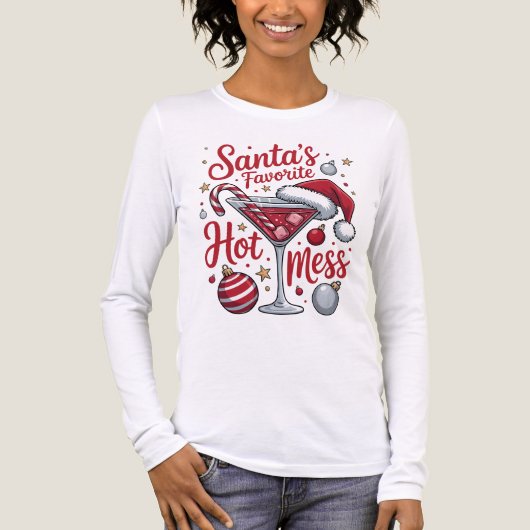 Santa's favorite hot mess, christmas shirt, festiv Tri-Blend shirt (Voorkant volledig)