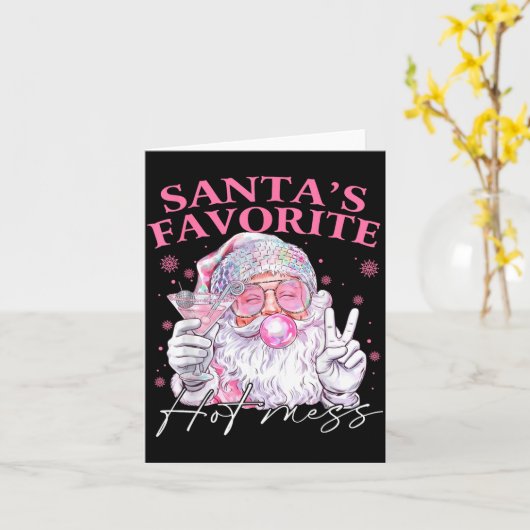 Santa's Favorite Hot Mess Funny Christmas  Kaart (Gele Bloem)