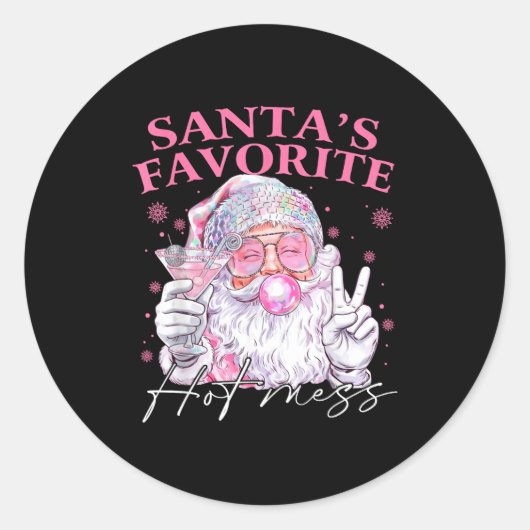Santa's Favorite Hot Mess Funny Christmas  Ronde Sticker (Voorkant)