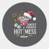 Santa's Favorite Hot Mess Long Sleeve  Ronde Sticker (Voorkant)