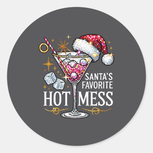 Santa's Favorite Hot Mess Long Sleeve  Ronde Sticker (Voorkant)