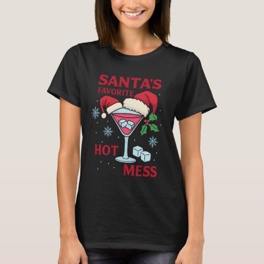 Santa's Favorite Hot Mess Martini Print | Icy Xmas T-shirt (Voorkant)