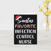 Santa's Favorite Infection Control Nurse Christmas Kaart (Gele Bloem)