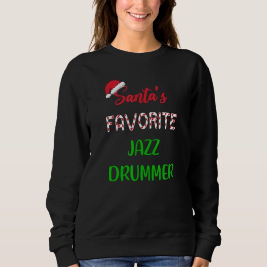 Santas Favorite Jazz Drummer   Funny jazz drum Chr Trui (Voorkant)