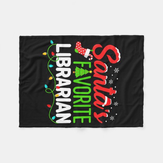 Santa's Favorite Librarian Christmas Library Book Fleece Deken (Voorkant (Horizontaal))