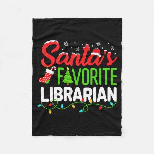 Santa's Favorite Librarian Christmas Library Book Fleece Deken (Voorkant)
