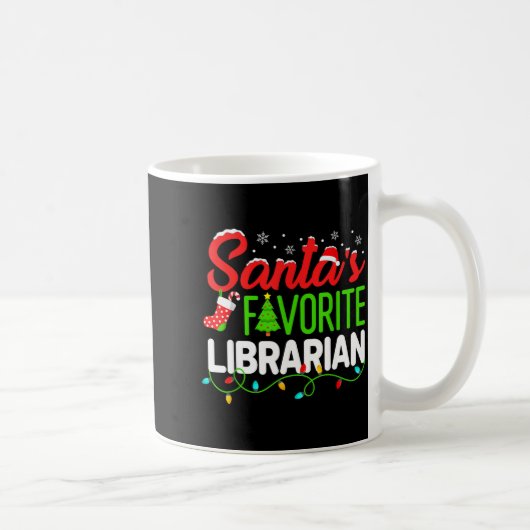 Santa's Favorite Librarian Christmas Library Book  Koffiemok (Rechts)