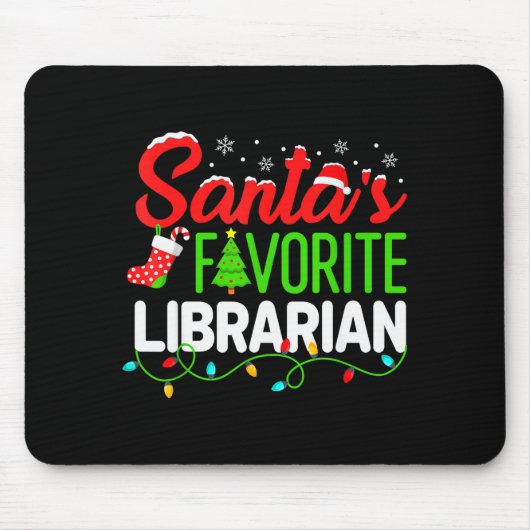 Santa's Favorite Librarian Christmas Library Book Muismat (Voorkant)