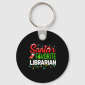 Santa's Favorite Librarian Christmas Library Book Sleutelhanger (Voorkant)