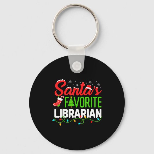 Santa's Favorite Librarian Christmas Library Book Sleutelhanger (Voorkant)