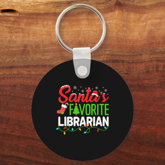 Santa's Favorite Librarian Christmas Library Book  Sleutelhanger (Voorkant)