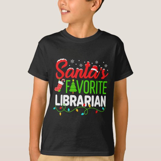 Santa's Favorite Librarian Christmas Library Book  T-shirt (Voorkant)