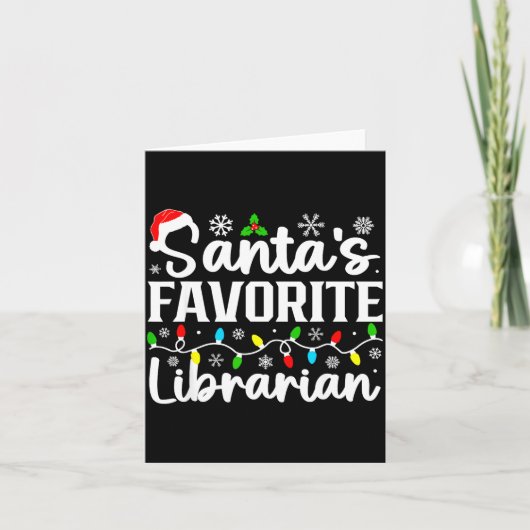 Santa's Favorite Librarian Funny Christmas Family  Kaart (Voorkant)