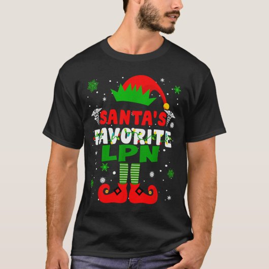 Santa's Favorite Lpn Funny Christmas  T-shirt (Voorkant)