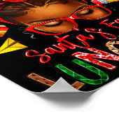 Santa's Favorite Lunch Lady Afro Messy Bun Woman C Poster (Hoek)