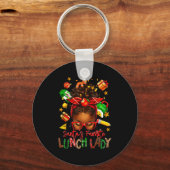 Santa's Favorite Lunch Lady Afro Messy Bun Woman C Sleutelhanger (Voorkant)