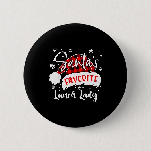 Santa's Favorite Lunch Lady Hat Flannel Christmas  Ronde Button 5,7 Cm (Voorkant)