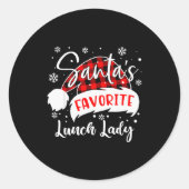 Santa's Favorite Lunch Lady Hat Flannel Christmas  Ronde Sticker (Voorkant)