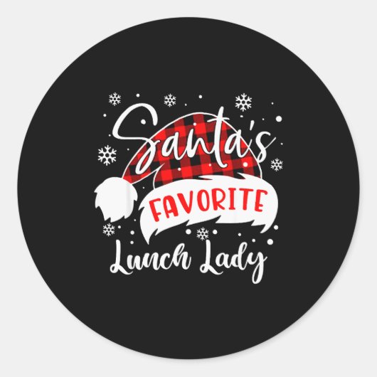 Santa's Favorite Lunch Lady Hat Flannel Christmas  Ronde Sticker (Voorkant)