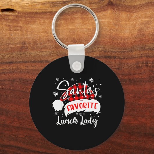 Santa's Favorite Lunch Lady Hat Flannel Christmas  Sleutelhanger (Voorkant)