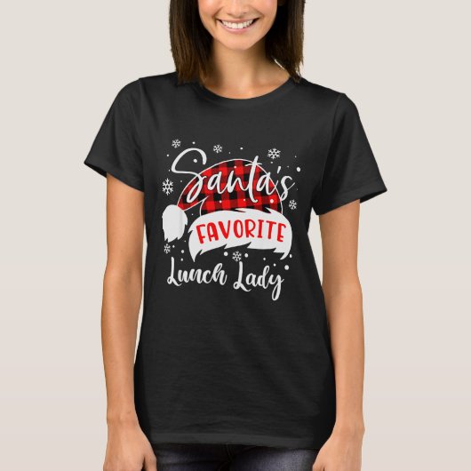 Santa's Favorite Lunch Lady Hat Flannel Christmas  T-shirt (Voorkant)