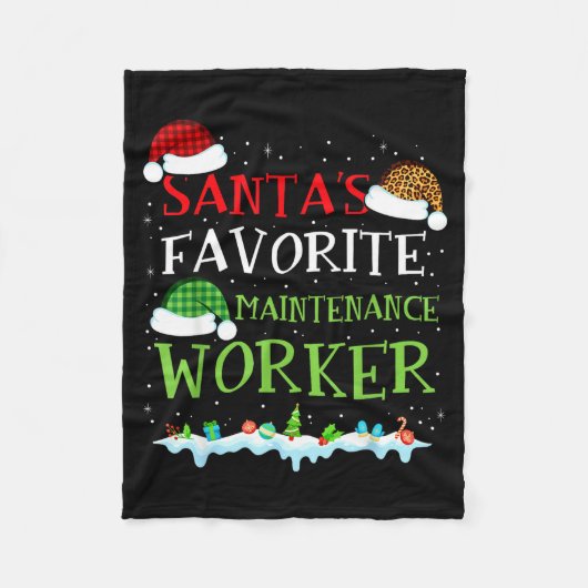 Santa's Favorite Maintenance Worker Fun Christmas  Fleece Deken (Voorkant)