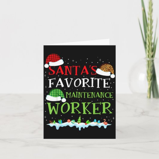 Santa's Favorite Maintenance Worker Fun Christmas  Kaart (Voorkant)