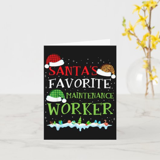 Santa's Favorite Maintenance Worker Fun Christmas  Kaart (Gele Bloem)