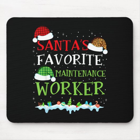 Santa's Favorite Maintenance Worker Fun Christmas Muismat (Voorkant)