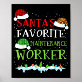 Santa's Favorite Maintenance Worker Fun Christmas  Poster (Voorkant)