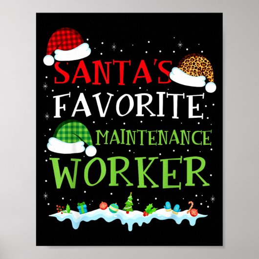 Santa's Favorite Maintenance Worker Fun Christmas  Poster (Voorkant)