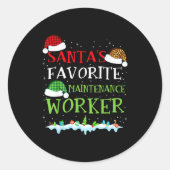 Santa's Favorite Maintenance Worker Fun Christmas  Ronde Sticker (Voorkant)
