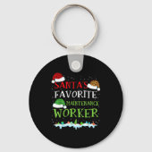 Santa's Favorite Maintenance Worker Fun Christmas Sleutelhanger (Voorkant)
