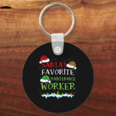 Santa's Favorite Maintenance Worker Fun Christmas  Sleutelhanger (Voorkant)