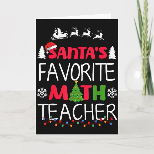 Santa's Favorite Math Teacher Christmas Mathematic Kaart (Voorkant)