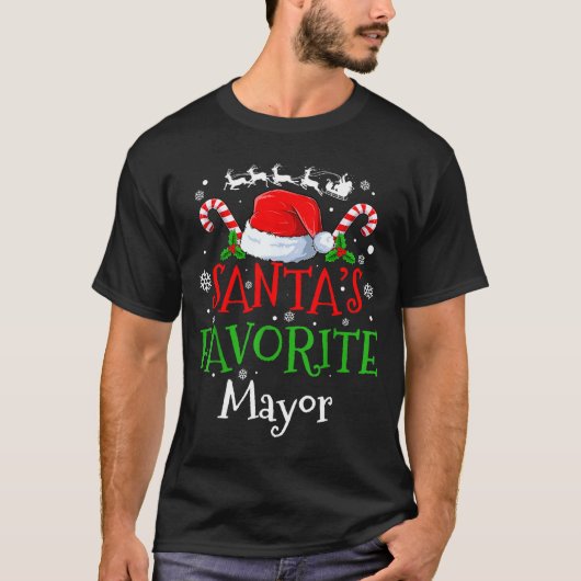 Santa's Favorite Mayor Christmas Party  T-shirt (Voorkant)