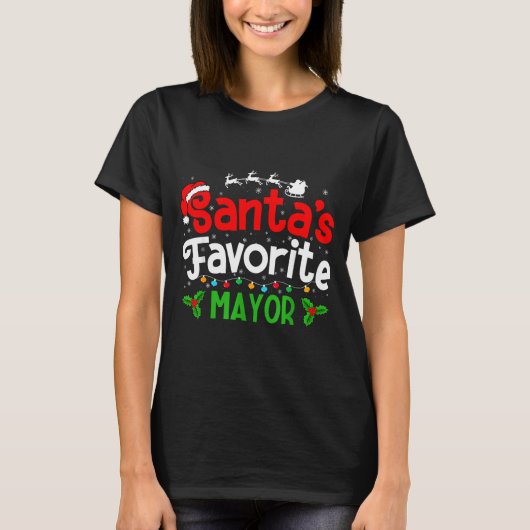 Santa's Favorite Mayor Christmas Party  T-shirt (Voorkant)