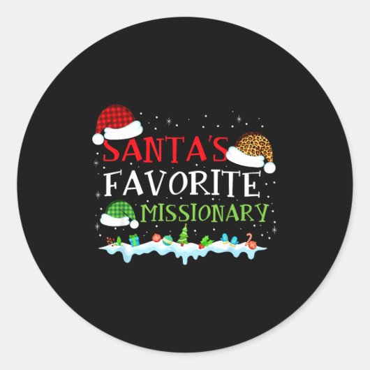 Santa's Favorite Missionary Fun Christmas Ronde Sticker (Voorkant)