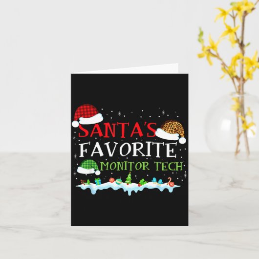 Santa's Favorite Monitor Tech Fun Christmas  Kaart (Gele Bloem)
