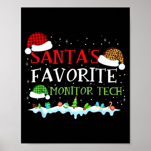 Santa's Favorite Monitor Tech Fun Christmas Poster (Voorkant)