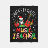 Santa's Favorite Music Teacher Christmas Santa Hat Fleece Deken (Voorkant)