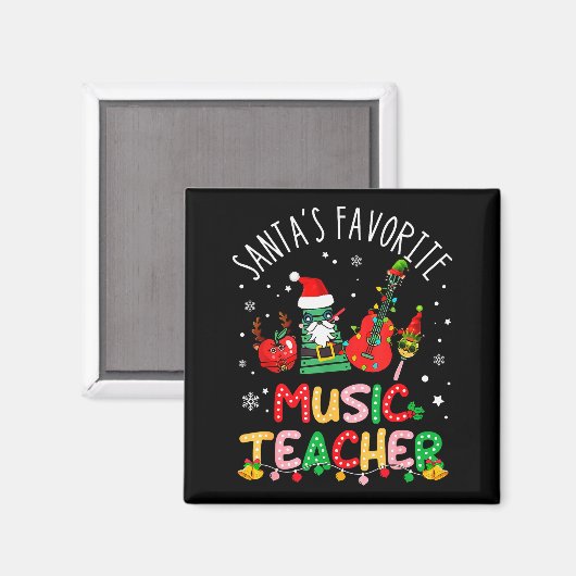 Santa's Favorite Music Teacher Christmas Santa Hat Magneet (Voorkant / Achterkant)