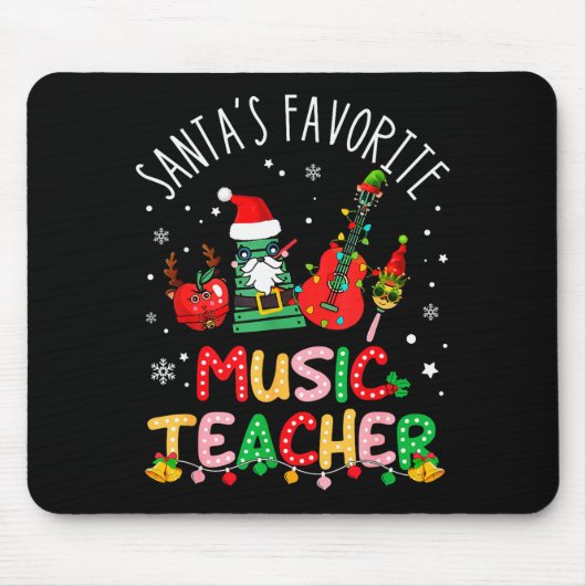 Santa's Favorite Music Teacher Christmas Santa Hat Muismat (Voorkant)