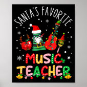 Santa's Favorite Music Teacher Christmas Santa Hat Poster (Voorkant)