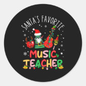Santa's Favorite Music Teacher Christmas Santa Hat Ronde Sticker (Voorkant)